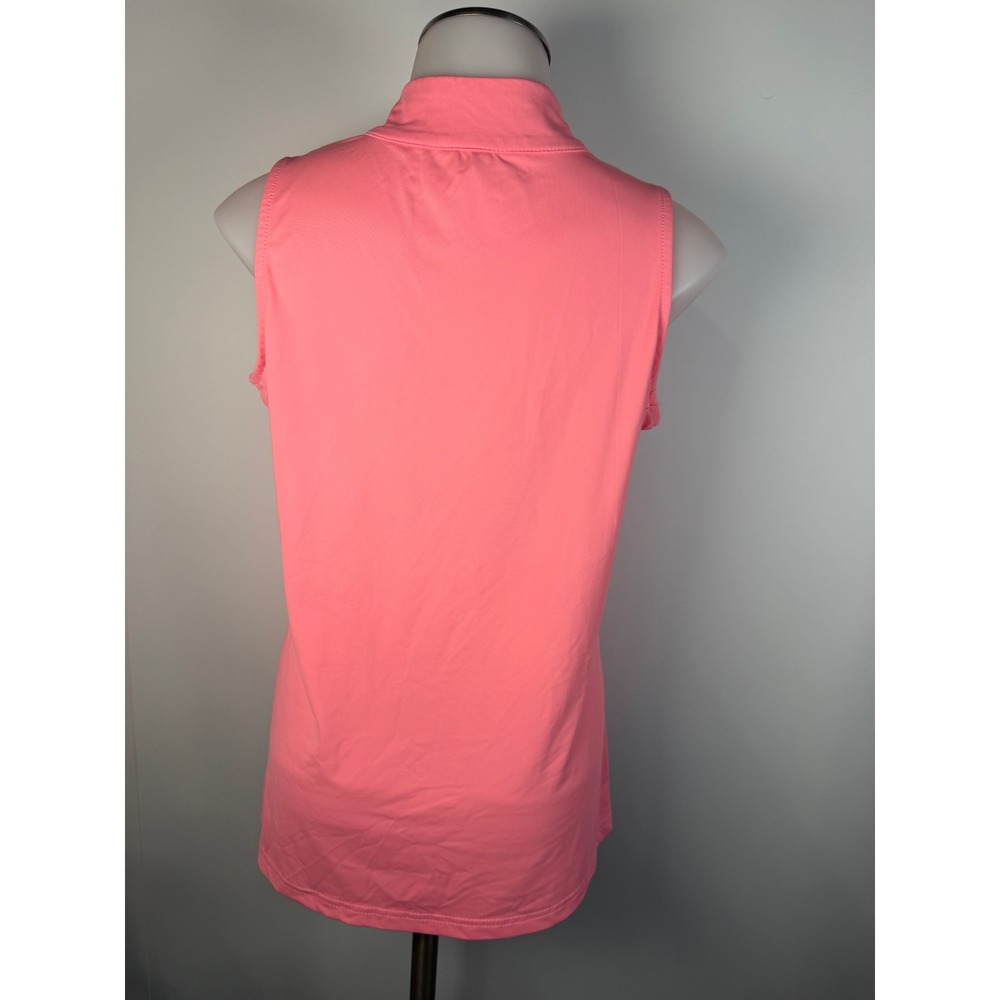 Lulu-B Womens Coral Pink Sleeveless Quarter Zip Mock Neck Golf Top XS - Picture 4 of 9